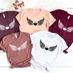 Angel Wings Shirt,Angel Heart Shirt,Gift For Her,Gift For Mom,Angel Mama Shirt,Women's Cute Shirt,Angel T-Shirt,Women's Christian Shirt