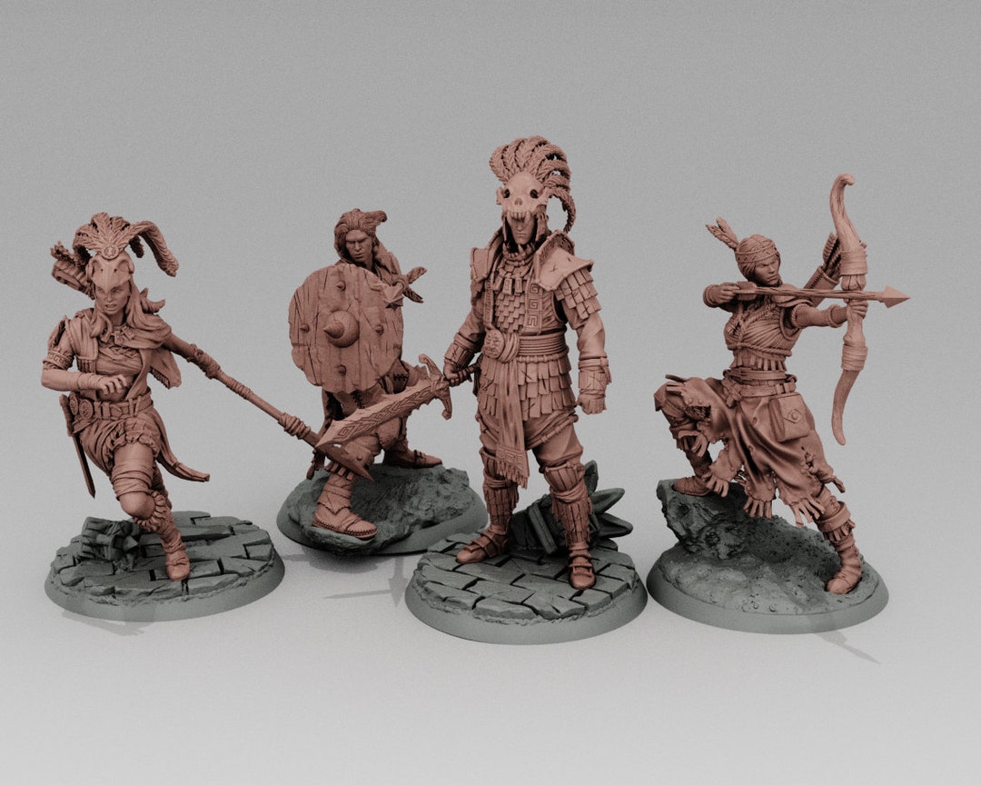 Tribal Warriors D&D Pathfinder 32mm NPC Miniature Etsy