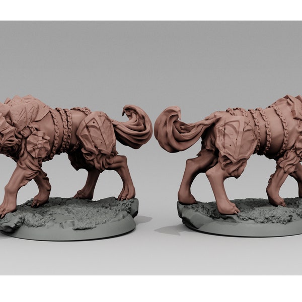 Armored Wolf | Flesh of Gods D&D Pathfinder 32mm Character Miniature