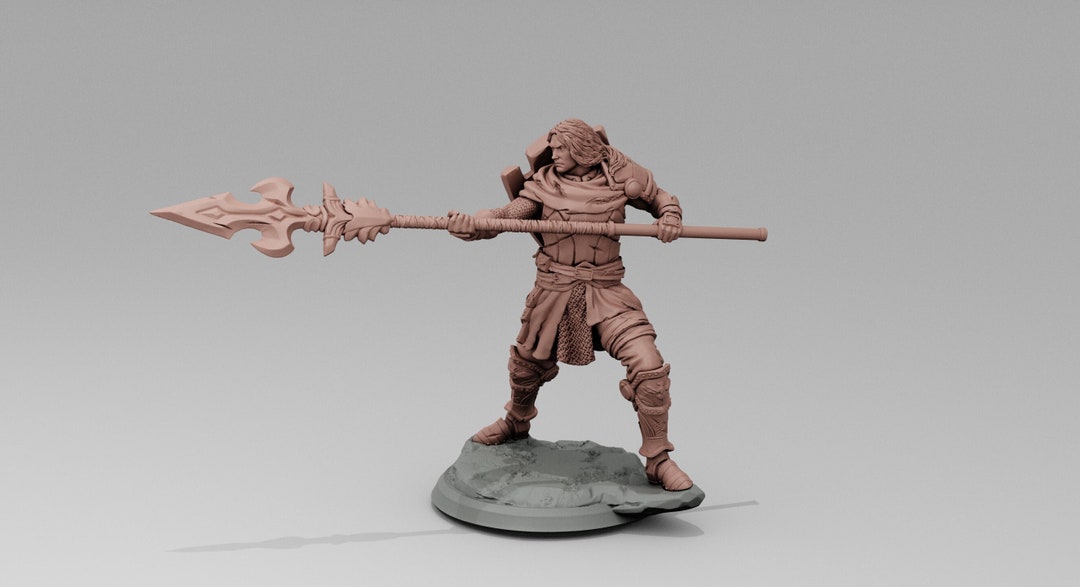 Human Polearm Warrior D&amp;D Pathfinder 32mm Character Miniature - Etsy