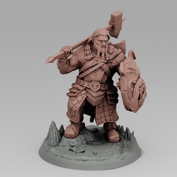 Dwarven "Zuka" The Bulldog | Flesh of Gods D&D Pathfinder 32mm Character Miniature