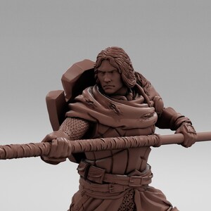 Human Polearm Warrior D&amp;D Pathfinder 32mm Character Miniature - Etsy