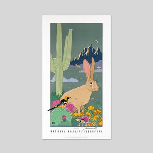 The Desert Southwestern Ecosystem Vintage Poster - Dan Gilbert Vibrant 20x36 Wildlife & Floral Lithograph, Nature Wall Art Collectible