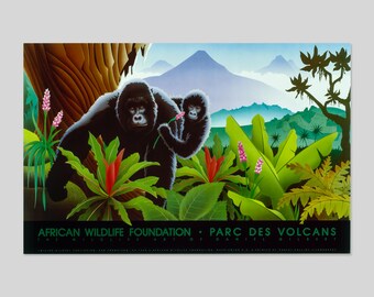 Exclusive Parc des Volcans Art Print by Dan Gilbert - Limited Edition Lithograph, African Wildlife Foundation, 1985