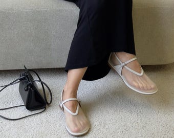 Beige Mesh Flats with Anatomically Shaped Toe and V-cut Vamp, Fishnet Sheer Ballet Shoes, Women Flat Barefoot Slip On Shoes with Arch Strap
