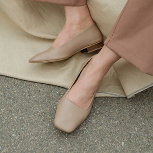 Woman Square Toe Flats From Genuine Leather Ballet Shoes With Low Heels Slip on Ballet Pumps Handmade Flat Custom Ballerina Flats Etsy