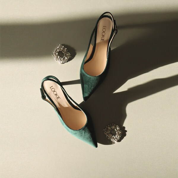 emerald velvet shoes