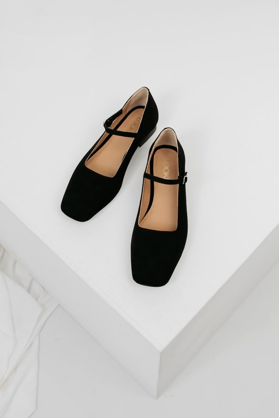 Black suede mary janes hotsell