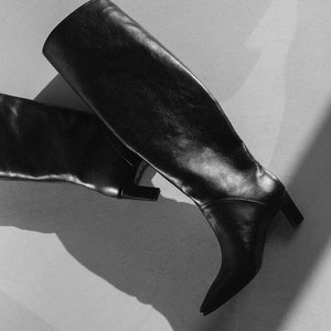 Black Knee High Boots With Kitten Heel, Women Over the Knee Boots With ...