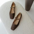 Brown Leather Mary Janes, Genuine Leather Flats with Square Closed Toe, Women Graduation Shoes, Everyday Flat Mary Jane with Golden Buckle product logo