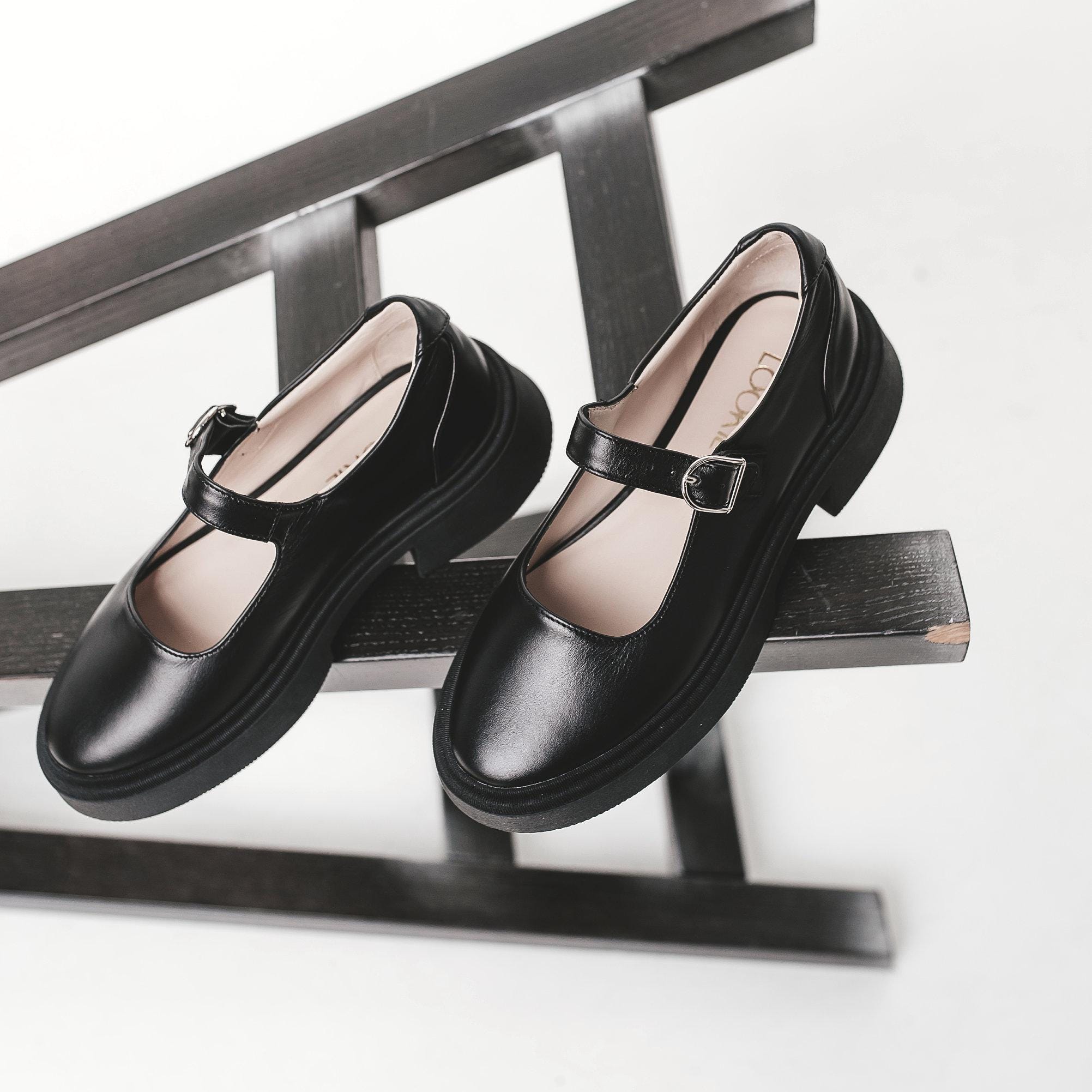 Beige Mary Jane Flats, Almond Toe Handmade Oxford Flats From