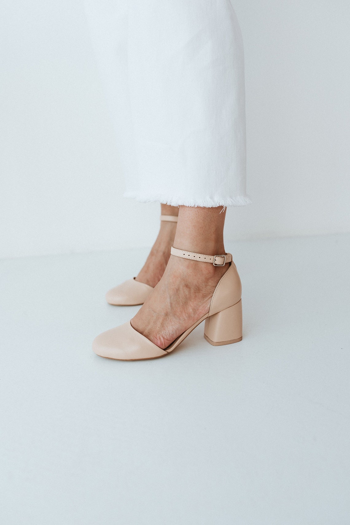 Women Summer Soft Leather Colorblock Low Heel Shoes