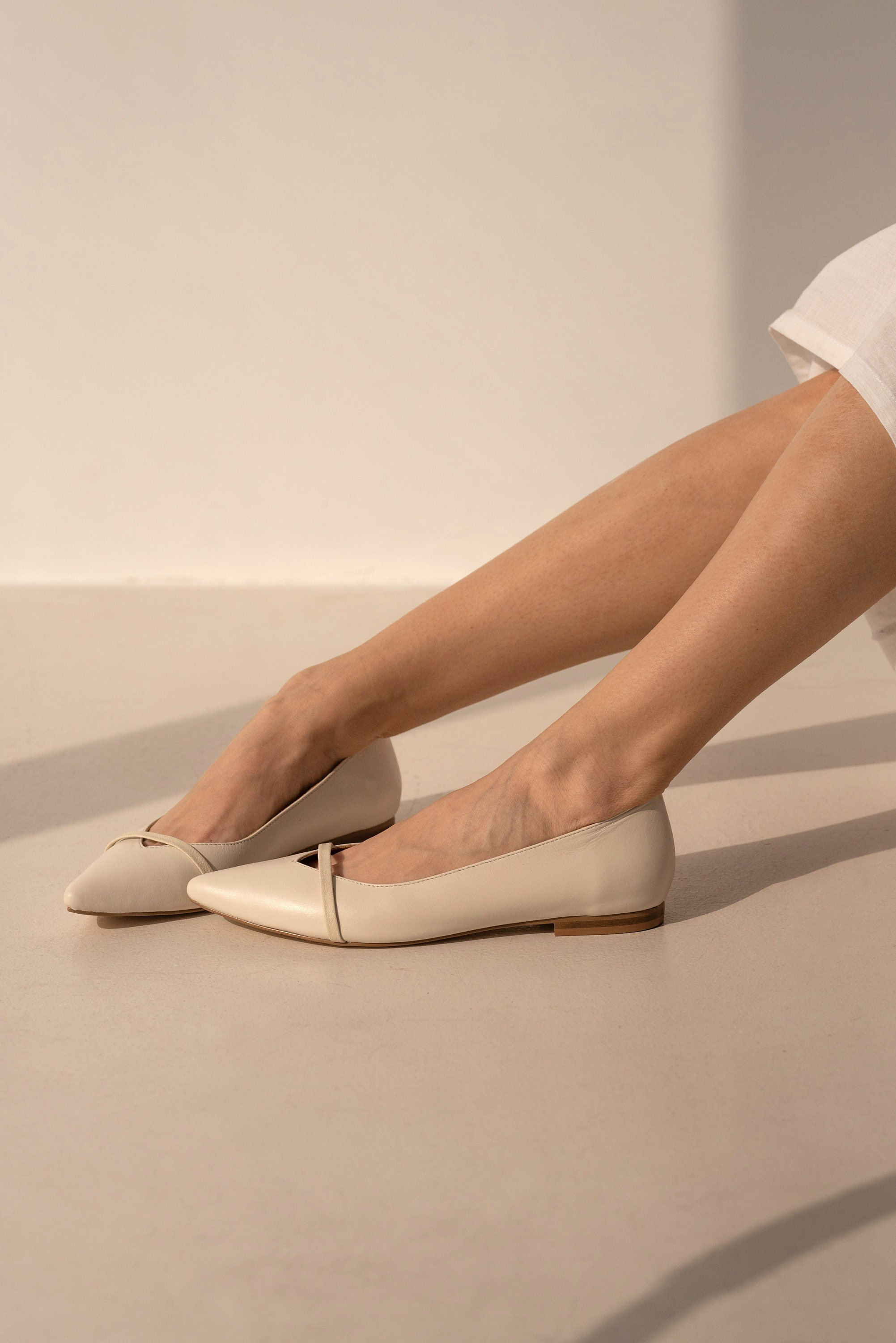 Milky White Women Flat Shoes With Pointed Closed Toe Flats Etsy