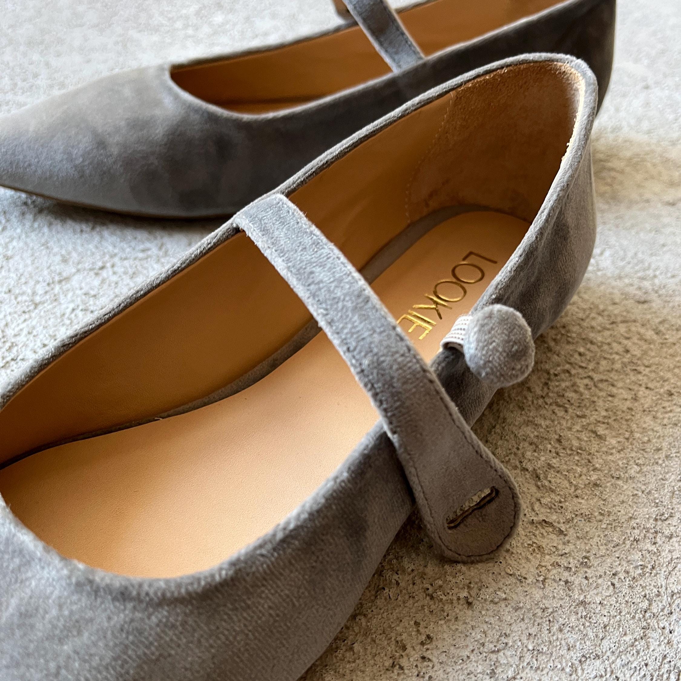 Grey Ballet Flats With Pointed Toe and Flat Heel, Women Flats With Gray  Arch Strap and Button, Custom Shoes Retro Style, Velvet Mary Janes - Etsy, image size:2250x2250