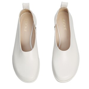 Off White Flat Loafers from Natural Leather, Round Toe Flat Shoes, Anatomical Wide Fit Shoes, Minimalist Slip On Milky White Flats