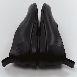 Black Flat Loafers from Natural Leather, Round Toe Flat Shoes, Anatomical Wide Fit Shoes, Minimalist Slip On Black Flats on Low Heel