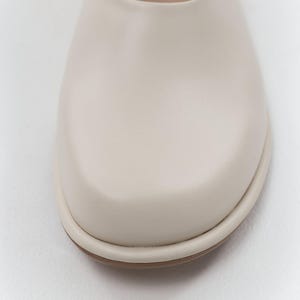Off White Flat Loafers from Natural Leather, Round Toe Flat Shoes, Anatomical Wide Fit Shoes, Minimalist Slip On Milky White Flats