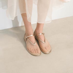 Rose Gold Mesh Flats with Anatomically Shaped Toe and V-cut Vamp, Fishnet Sheer Ballet Shoes, Barefoot Women Flat Shoes with Arch Strap