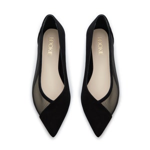 Black Mesh Flats with Closed Pointy Toe, Fishnet Ballet Shoes, Jelly Shoes, Transparent Slip On Women Flat Shoes, Casual Summer Flats