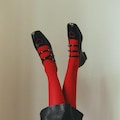 Black Mary Janes with Heart Embroidery and Triple Arch Strap from Glossy Patent Leather, Square Toe Flat Shoes, Everyday Retro Mary Jane product logo