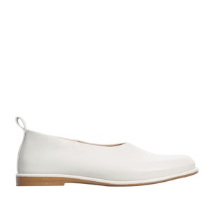 Off White Flat Loafers from Natural Leather, Round Toe Flat Shoes, Anatomical Wide Fit Shoes, Minimalist Slip On Milky White Flats