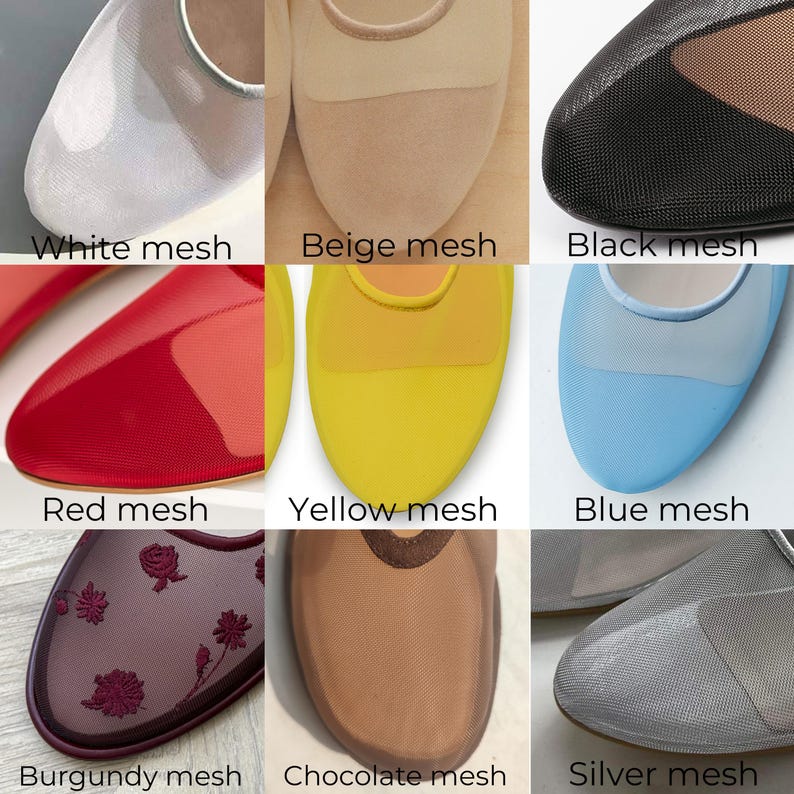 Red Mesh Flats with Almond Closed Toe and Genuine Leather Insole, Fishnet Ballet Shoes, Sheer Women Flat Shoes, Romancecore Jelly Shoes image 8