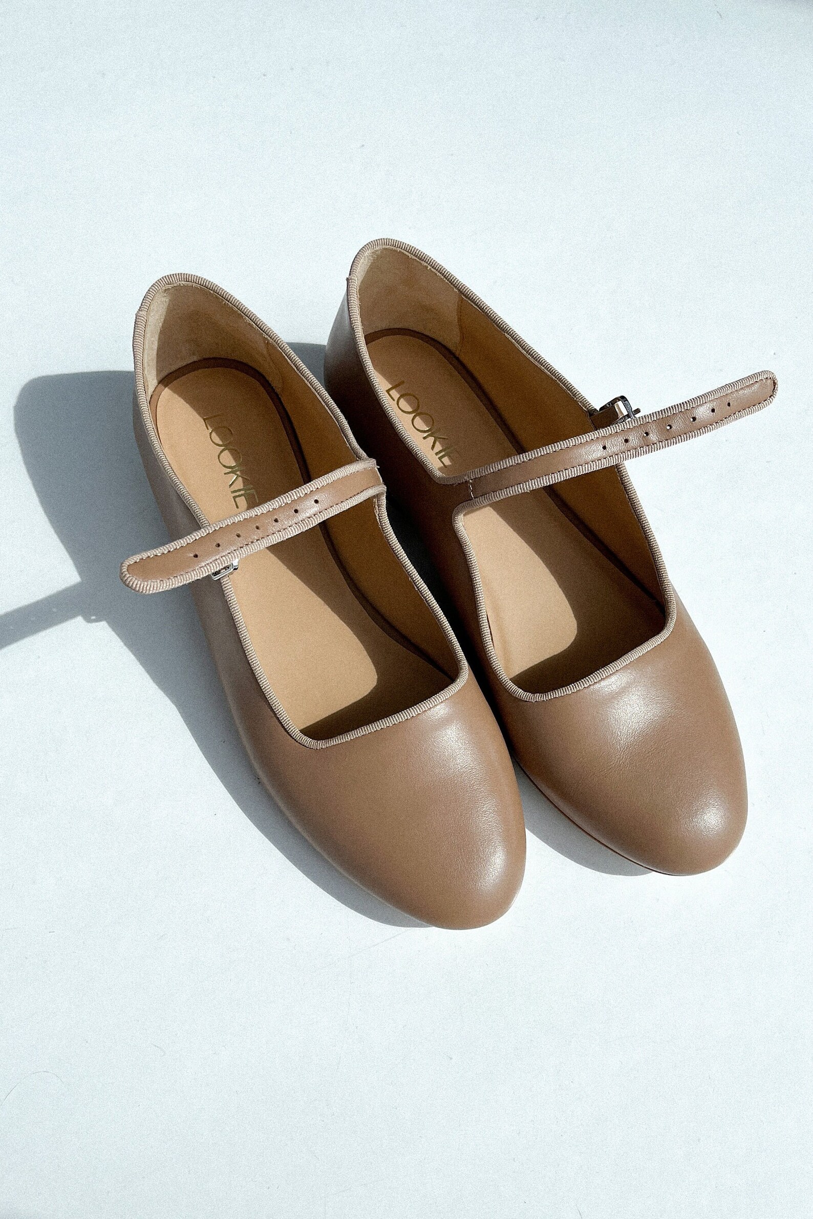 Tstrap Beige Mary Jane Shoes Woman Ballet Flats Almond Toe Etsy