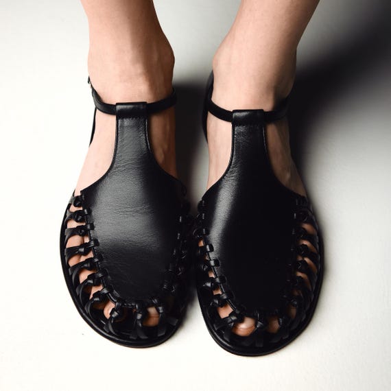 ●LITO● Annefog Real Leather Fisherman Sandals - Black DARYA LUG SOLE FISHERMAN – FREDA SALVADOR