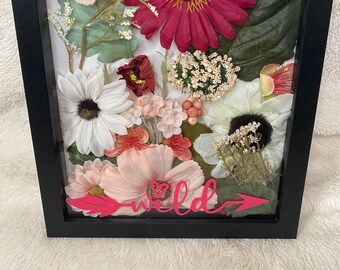 Floral Arrangement Shadowbox 8x10”, Shadowbox Flower Garden
