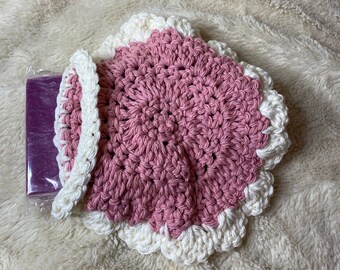 Soap Sachet/Pouch Crochet Holder with Hand Crafted Soap