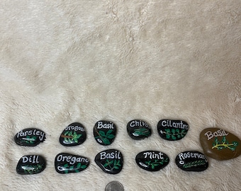 Herb Painted Rocks Plant Marker--Garden Painted Rocks--Garden Decor--Plant Name Rocks--Parsley, Sage, Rosemary and Thyme