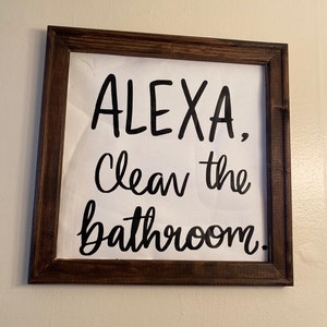 Funny Rustic Home Decor-Farmhouse Bathroom Signs-Humorous Restroom and Kitchen Decor-Modern Framed Wall Decor