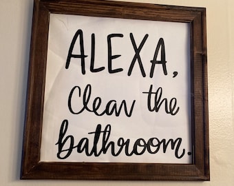 Funny Rustic Home Decor-Farmhouse Bathroom Signs-Humorous Restroom and Kitchen Decor-Modern Framed Wall Decor