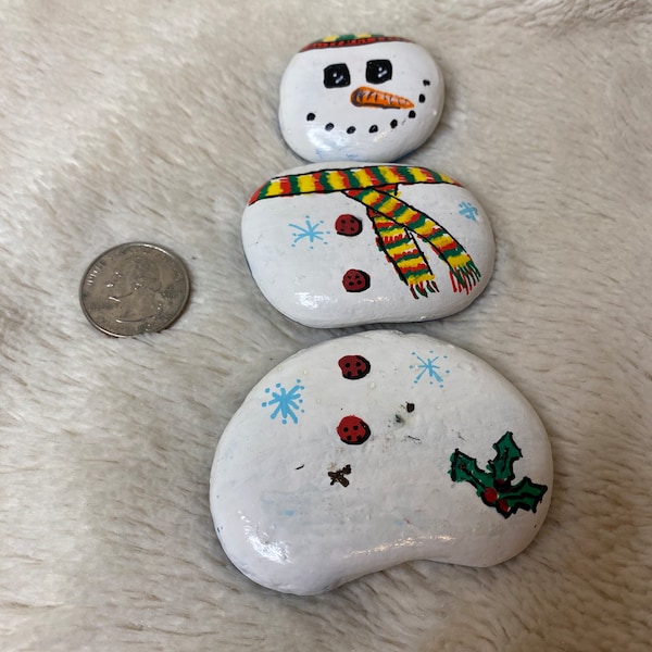 Painted Snowman Rocks - Etsy