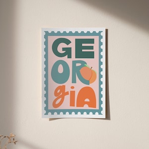 Georgia Stamp Poster, Digital Download Wall Art, Digital Prints, Art Prints Download, Georgia Art, Georgia Wall Decor, Printable Art