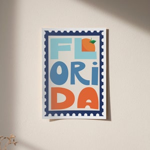 Florida Stamp Poster, Digital Download Wall Art, Digital Prints, Art Prints Download, Florida Art, Florida Wall Decor, Printable Art