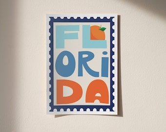 Florida Stamp Poster, Digital Download Wall Art, Digital Prints, Art Prints Download, Florida Art, Florida Wall Decor, Printable Art