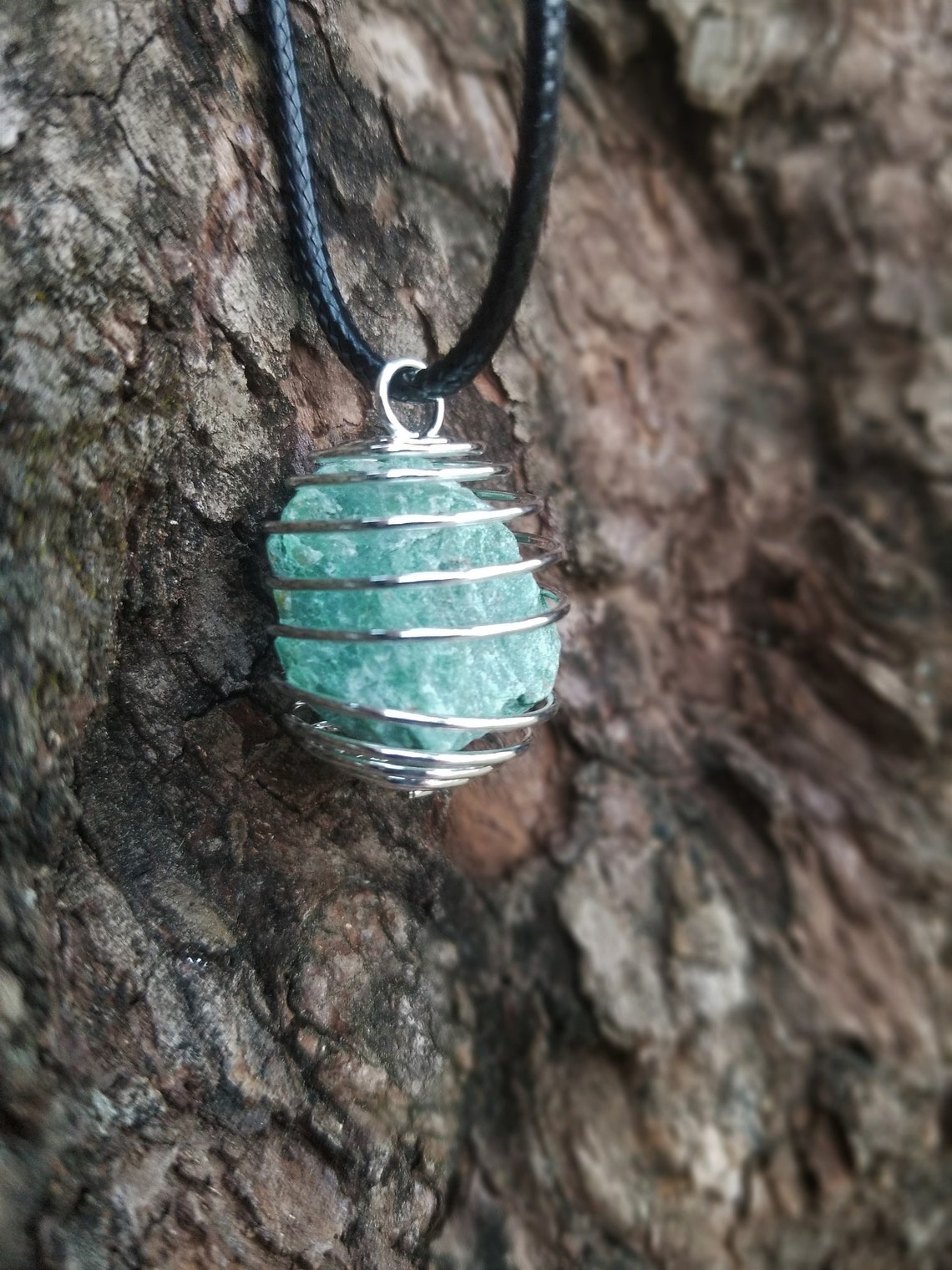 Aventurine Crystal Cage Necklace Etsy