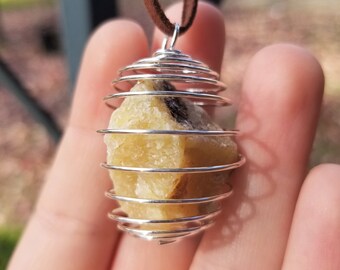 Citrine Geode Crystal Cage Necklace