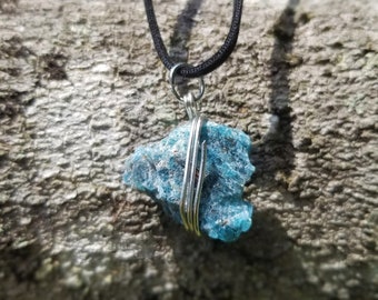 Blue Apatite Wrapped Necklace