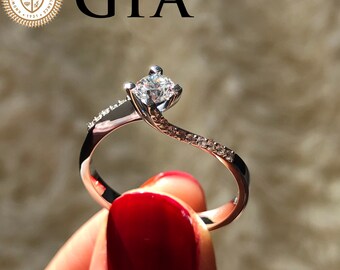 Ring Gold 18K /With Diamond / Brilliant with GİA Certificate / Engagement Ring / Application Ring / Anxiety Ring  / Diamond Ring / Brilliant