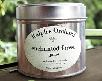 Enchanted forest scented candle, Eco friendly vegan soy wax candles, Winter pine candles