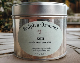 Wellness candle for self care, Cassis, Rose & Green Tea (Zen) scented soy wax candle, Eco friendly vegan gift