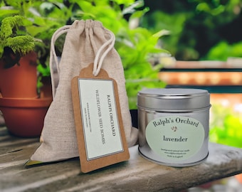 Gardeners Gift Set | Lavender or Tomato Vine Candle | Wildflower Seed Bombs