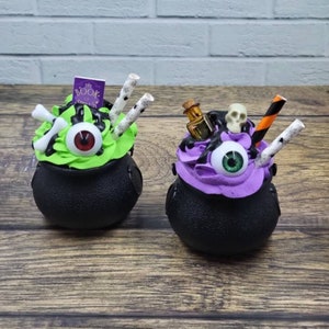 Witch's Brew Mini Cauldron, Halloween decor, Halloween tiered tray decor, fall decor, faux whip for tiered tray or rae dunn display