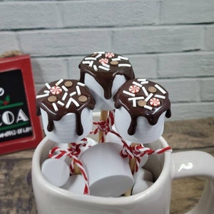 Set of 3 faux marshmallows, hot cocoa decor, hot cocoa Tiered tray decor, christmas faux marshmallows for tier tray or Rae Dunn display