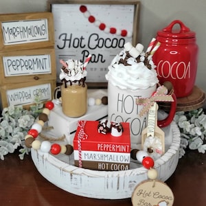 Hot Cocoa Bar tiered tray decor, Christmas beaded garland, christmas decor, farmhouse christmas, xmas tiered tray decor or Rae Dunn display