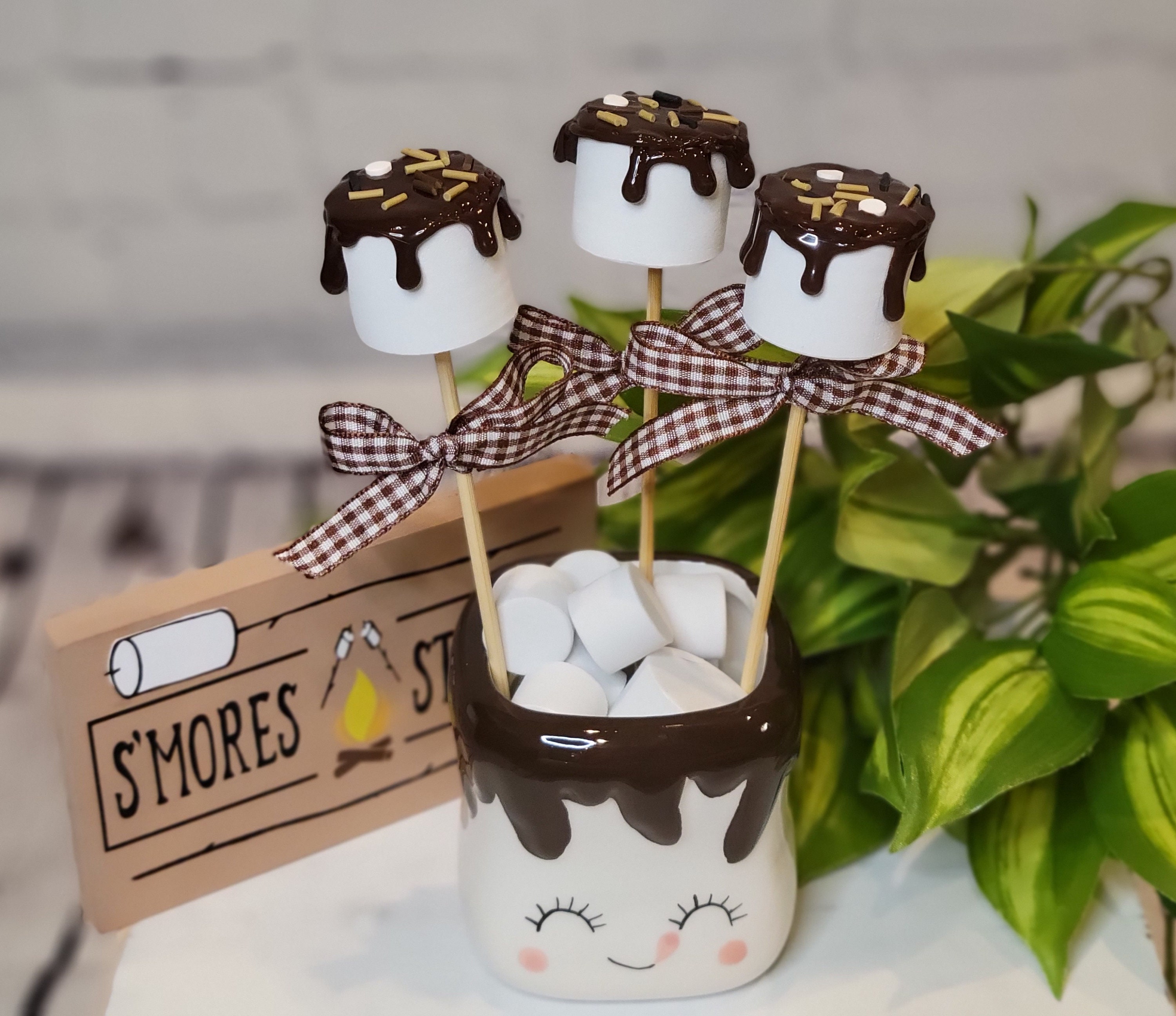 Set of 3 faux marshmallows smores decor smores Tiered tray Etsy