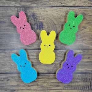 Easter Peeps Cutouts, Easter decor, Easter tiered tray decor, glitter peeps, Easter mini book stack for tiered tray or rae dunn display