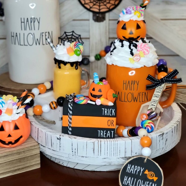 Halloween tiered tray decor, halloween decor, fall tiered tray, halloween book stack for tiered tray or rae dunn display, trick or treat